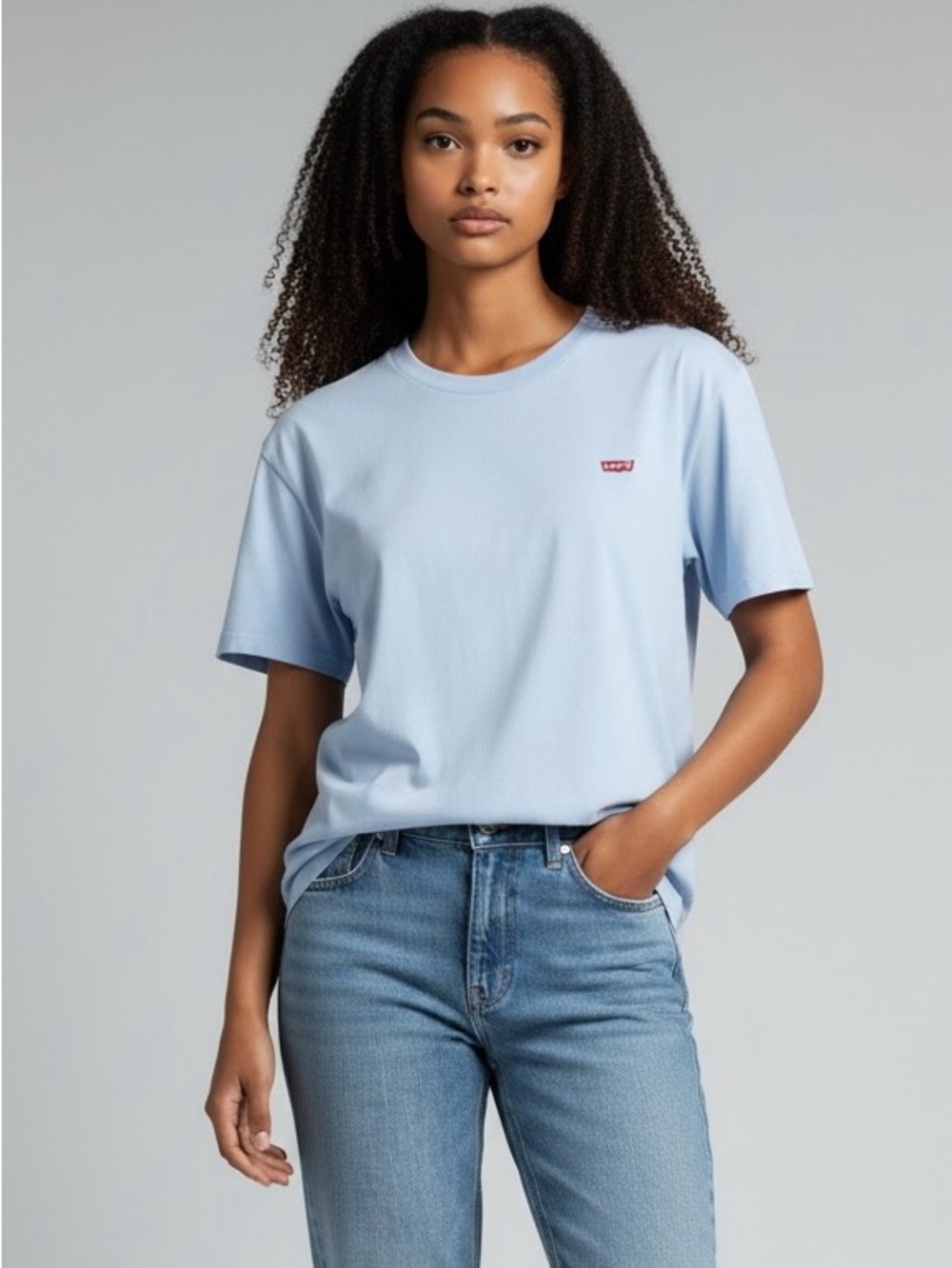 Women’s Levi’s Light Blue The Perfect Tee Crew Neck T- Shirt Size Medium